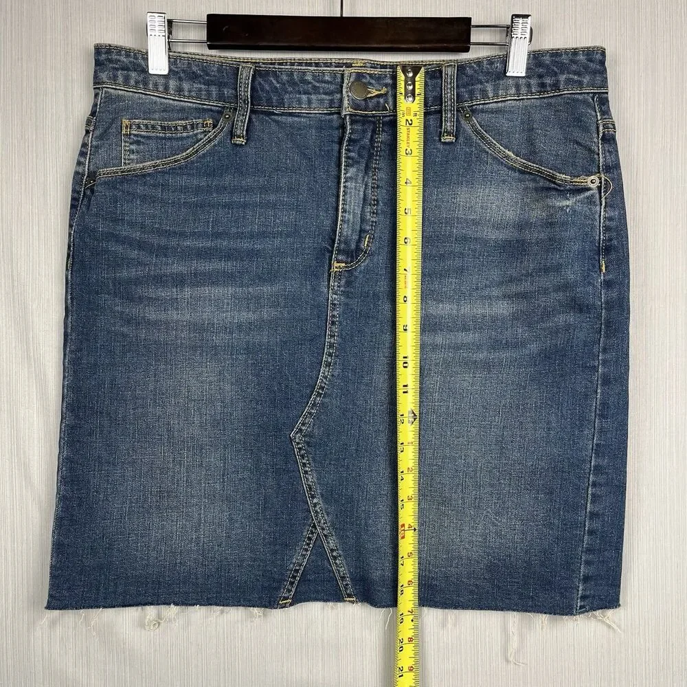 Denim Pencil Skirt Casual Minimalist Raw Hem Straight Fit Universal Thread Sz 14